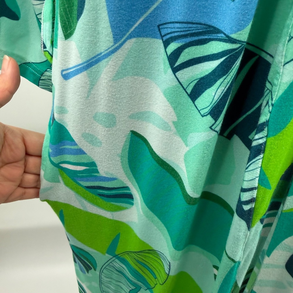 Coco Moon Hawaii Mom Cozy Robe M/L Maternity Monsterra Blue Green Stretch - Picture 4 of 11